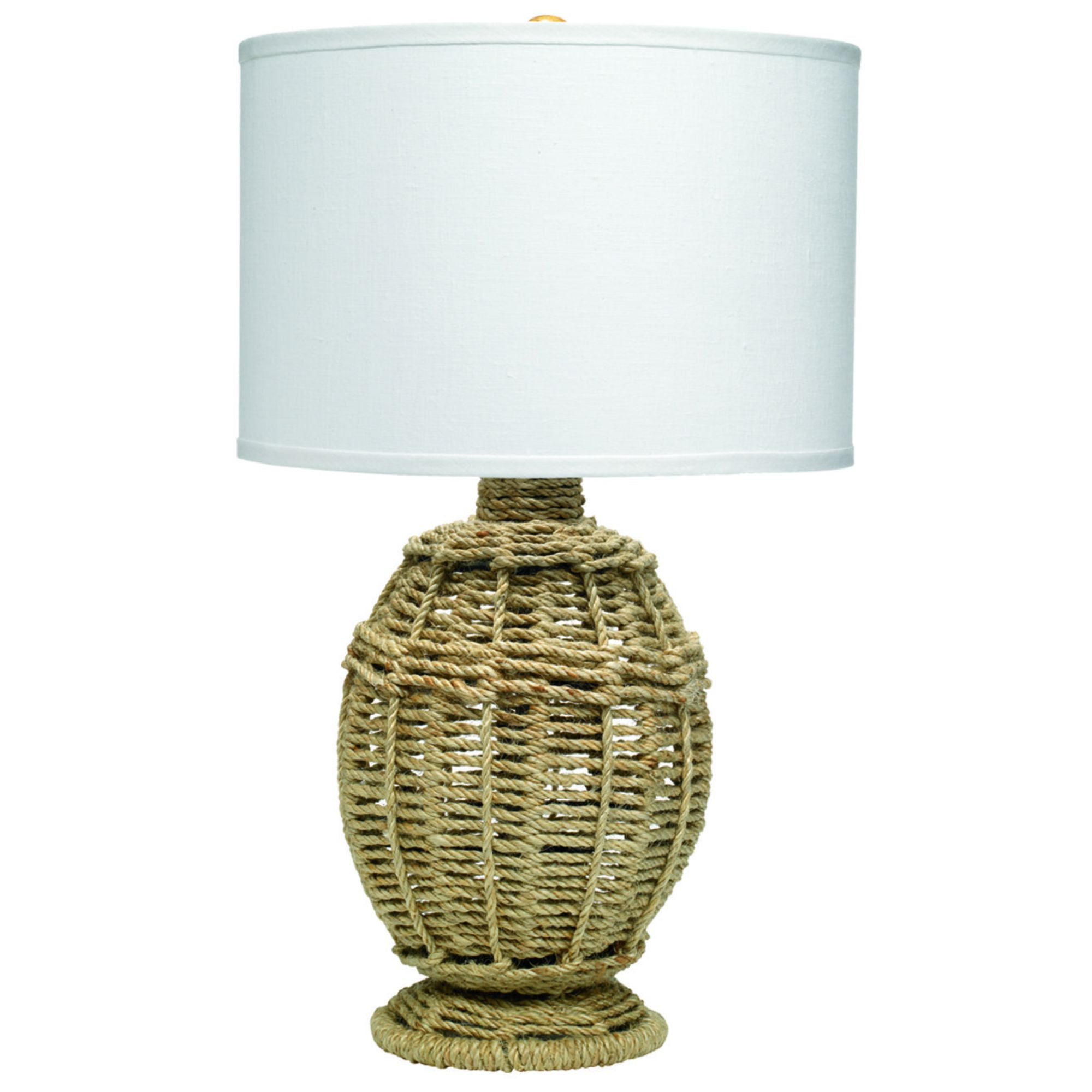 Natural Jute and White Linen Table Lamp with 3-Way Switch