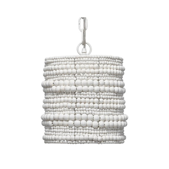 Jamie Young Co Strand Wood Beaded Pendant White