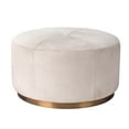 thumbnail image 1 of Jamie Young Co Thackeray Large Round Metal/Leather Hide Pouf in White, 1 of 5