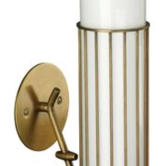 Jamie Young Co Torino Glass/Steel Metal Wall Sconce in White Milk/Antique Brass