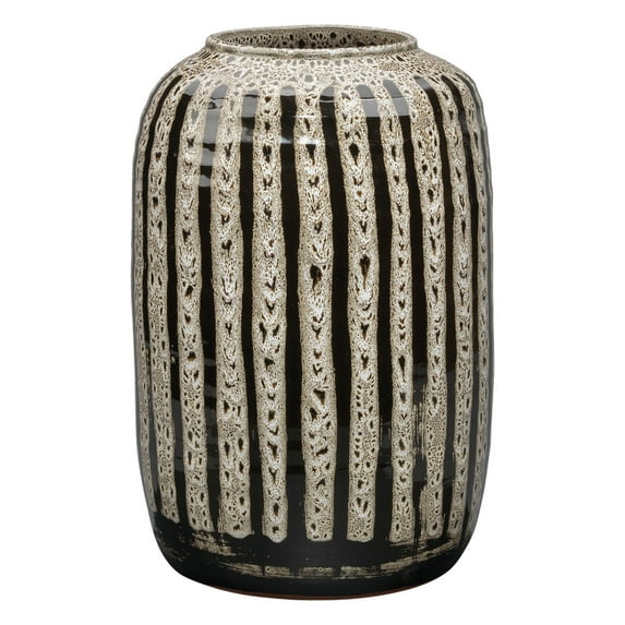 Jamie Young Co Transitional Ceramic Barnaby Vase in Beige/Black