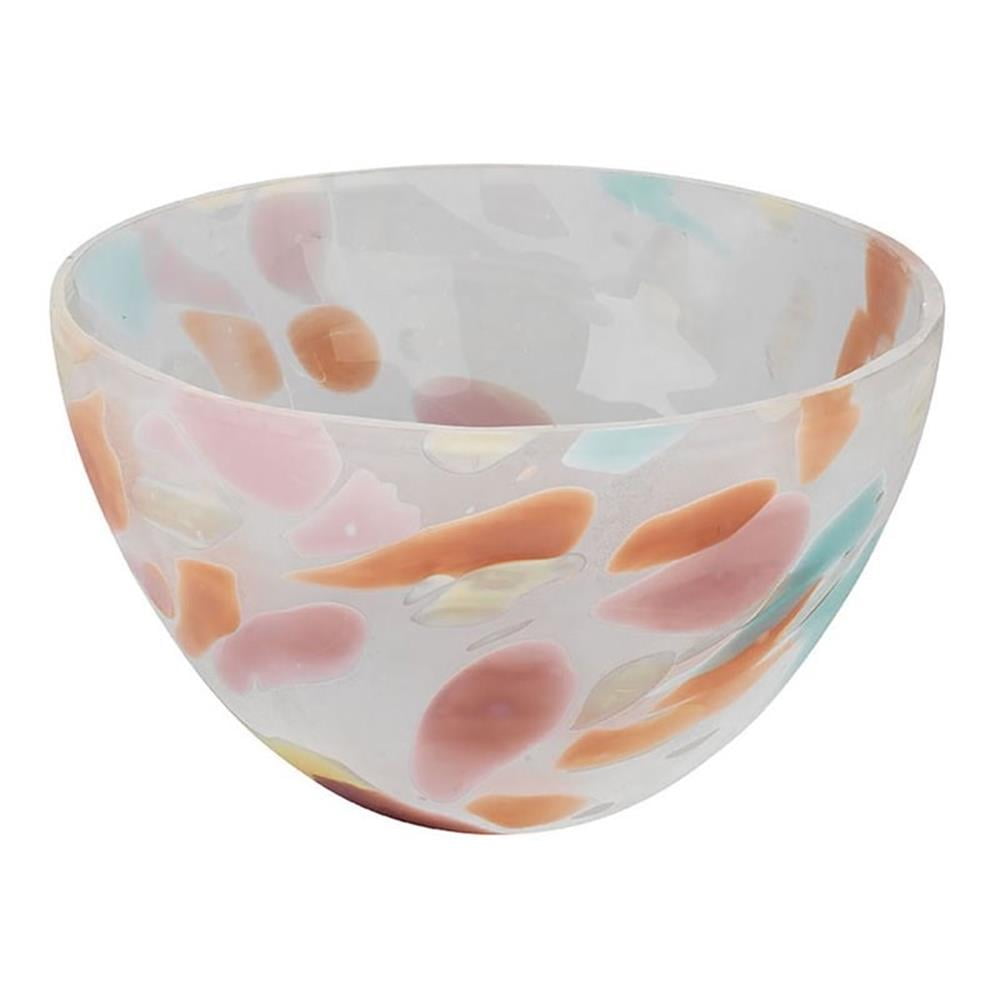 Handcrafted Multicolor Glass Decorative Bowl, 10-inch