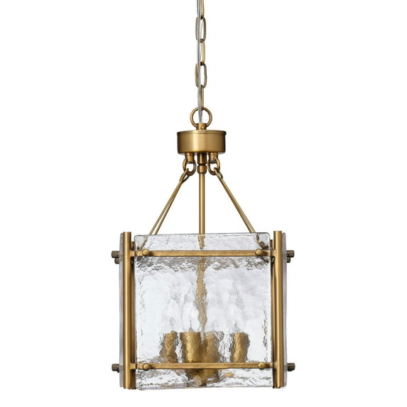 Jamie Young Glenn Small Square Metal 4-Light Chandelier Brass