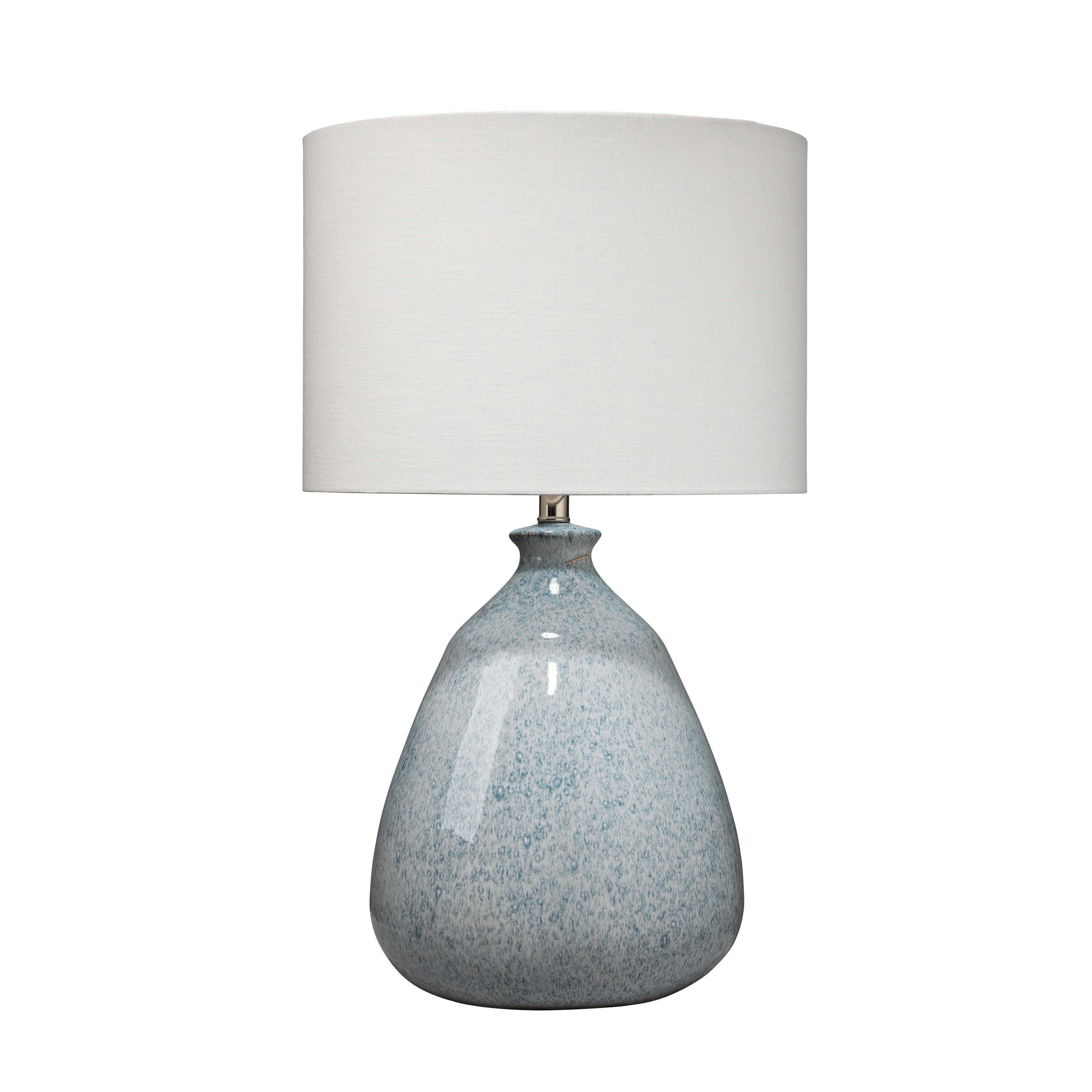 Levi Blue Ceramic Table Lamp with White Linen Shade
