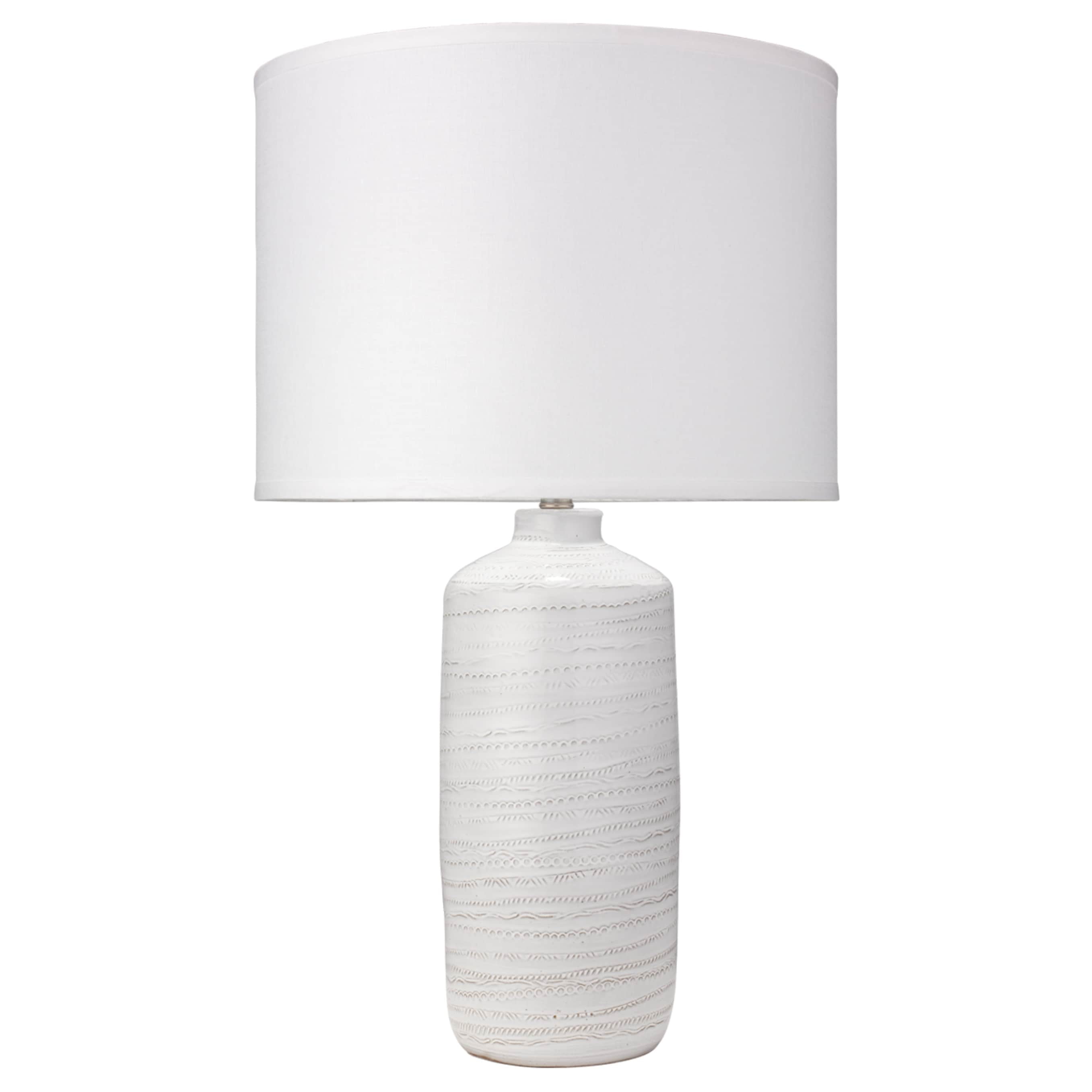 White Ceramic Table Lamp with Linen Shade