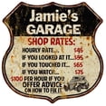 thumbnail image 1 of Jamie's Garage Shop Rates Sign Gift 8x12 Metal Sign 211110019236, 1 of 1