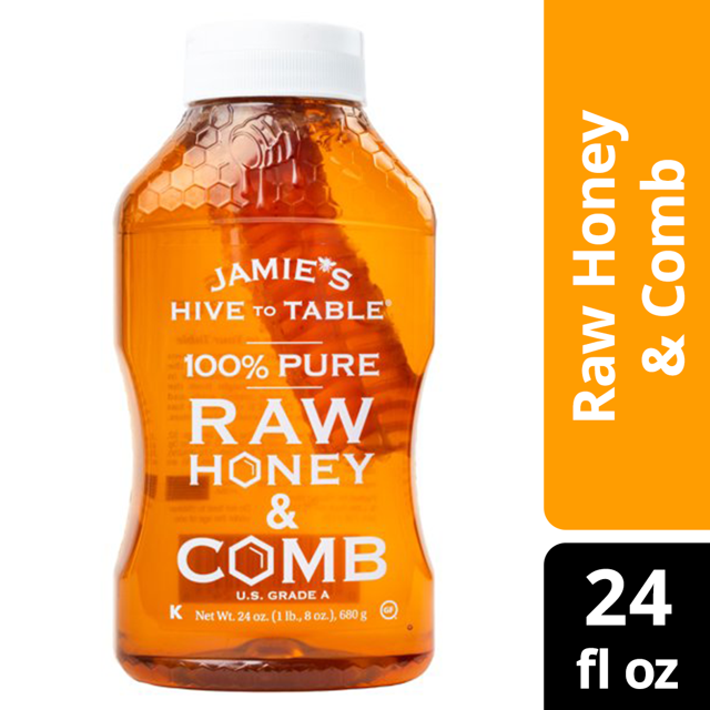 Jamie’s Hive to Table 100 PURE Raw Honey & Honey Comb, 100 Natural