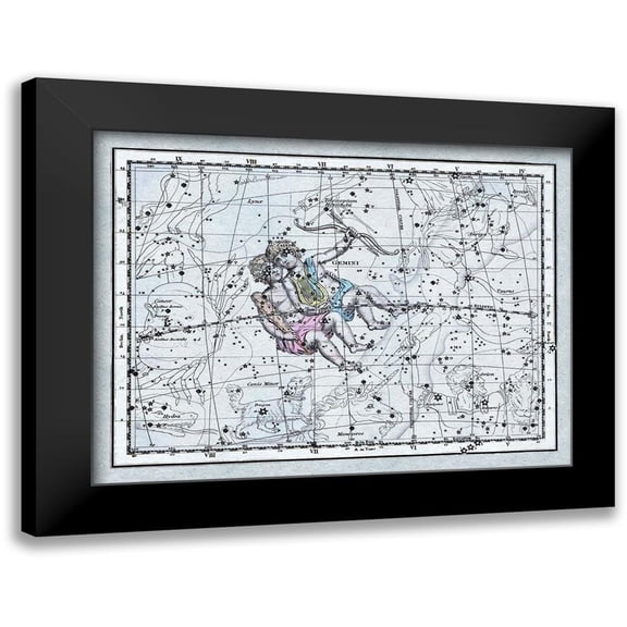 Jamieson, Alexander 14x12 Black Modern Framed Museum Art Print Titled - Maps of the Heavens: Gemini - the Twins - Castor and Pollux