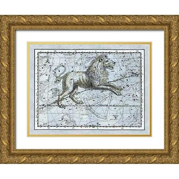 Jamieson, Alexander 14x12 Gold Ornate Wood Framed with Double Matting Museum Art Print Titled - Maps of the Heavens: Leo - The Nemean Lion