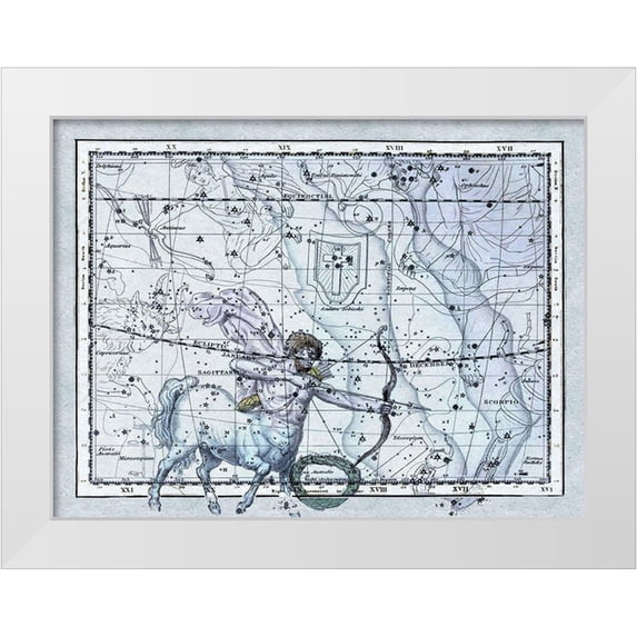 Jamieson, Alexander 18x15 White Modern Wood Framed Museum Art Print Titled - Maps of the Heavens: Sagittarius the Centaur