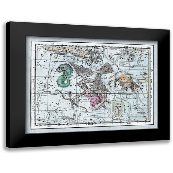 Jamieson, Alexander 24x19 Black Modern Framed Museum Art Print Titled - Maps of the Heavens: Aquila - Jupiters Eagle