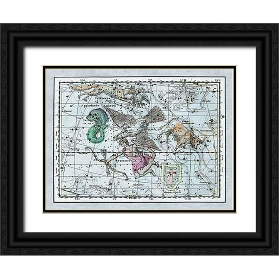Jamieson, Alexander 32x25 Black Ornate Wood Framed with Double Matting Museum Art Print Titled - Maps of the Heavens: Aquila - Jupiters Eagle