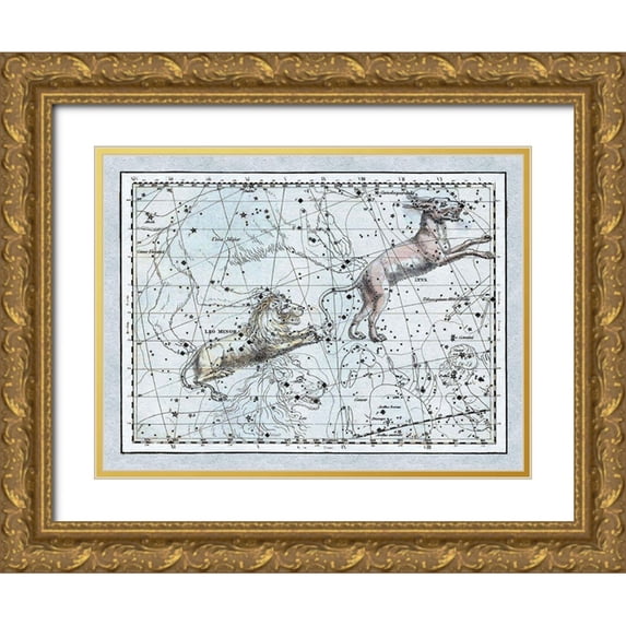 Jamieson, Alexander 32x25 Gold Ornate Wood Framed with Double Matting Museum Art Print Titled - Maps of the Heavens: Leo Minor