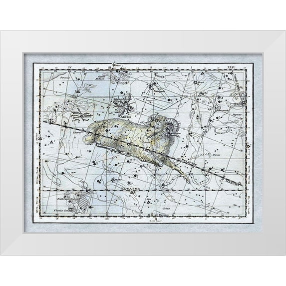 Jamieson, Alexander 32x25 White Modern Wood Framed Museum Art Print Titled - Maps of the Heavens: Aries the Ram