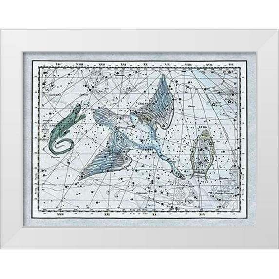 Jamieson, Alexander 32x25 White Modern Wood Framed Museum Art Print Titled - Maps of the Heavens: The Swan in the Milkyway