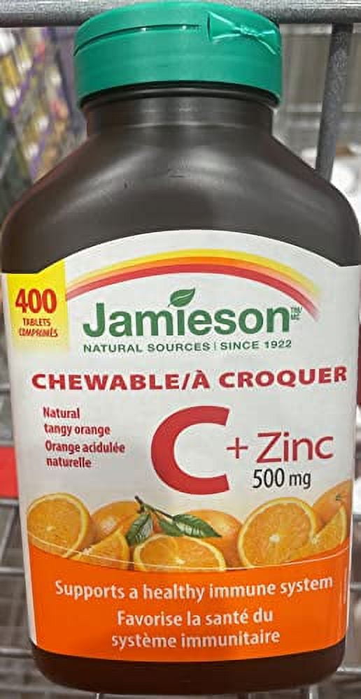 Jamieson Chewable Vitamin C + Zinc 500mg, Natural Tangy Orange, 400