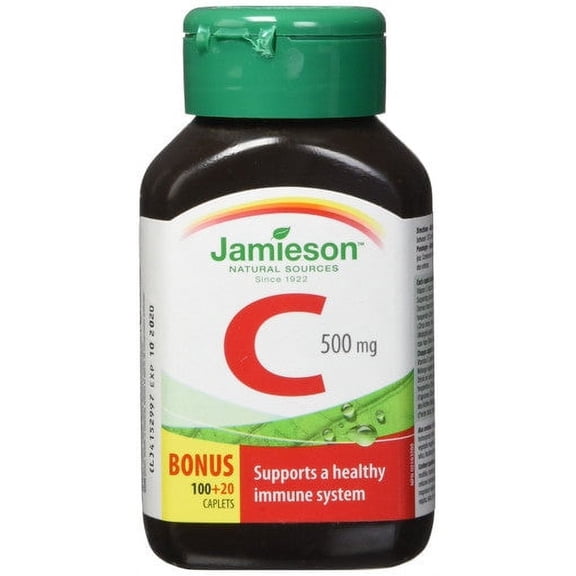 Jamieson Vitamin C 500mg 120 caplets Bonus Size {Imported from Canada}
