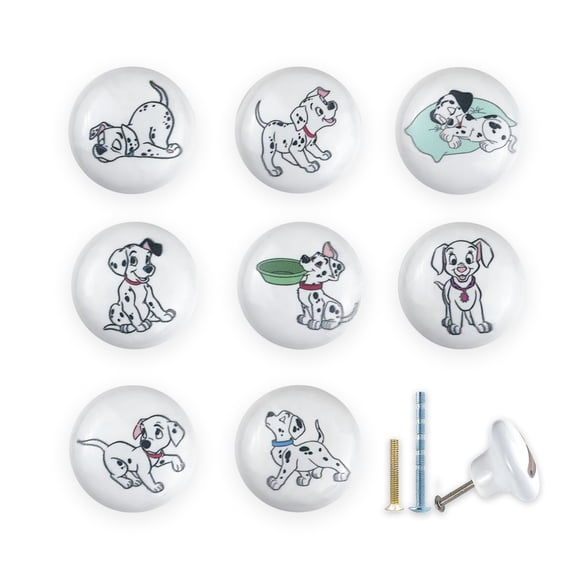 Jamjam 1.5" 8PCS Ceramic Cute Animals Dog Nursery Room Drawer Handles Pulls Decorative Furniture Cabinet Kids Dresser Knobs