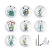 Jamjam 8Pack 1.5" Ceramic Fun and Colorful Bug Nursery Decorative Kitchen Cabinet Dresser Knobs Furniture Kids Handles Pulls