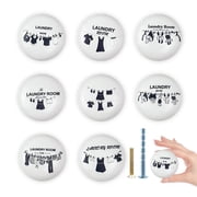 Jamjam 8Pack1.5"Clothesline Ceramic Knob Unique Retro Laundry Washing Line Room Black and White Furniture Cabinet Drawer Knobs Handles or Pulls