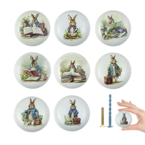 Jamjam 8Pack1.5"Rabbit Theme Ceramics Knob Safari Animal Nursery Room Cabinet Dresser Drawer Knobs Handles and Pulls