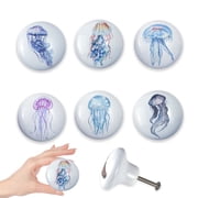 Jamjam Set of 6 Ceramic Beach Coastal Themed Cabinet Drawer Dresser Knobs Octopus Door Handle and Pulls 1.5 X 1.5 Inches