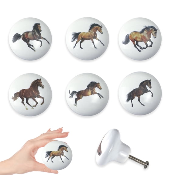 Jamjam Set of 6 Ceramic Horse Country Farmhouse Themed Decorative