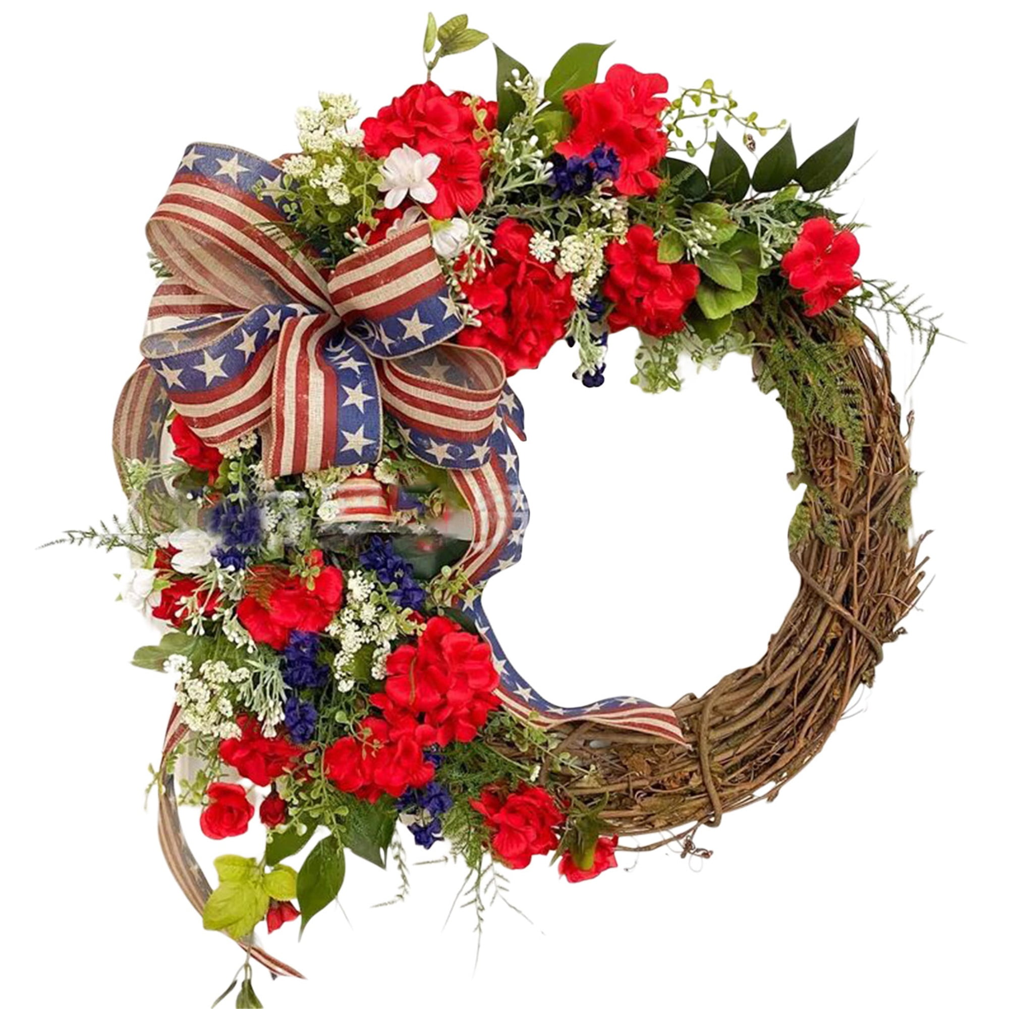 Northlight Americana Stars and Stripes Burlap Patriotic Wreath, 20-Inch, Unlit