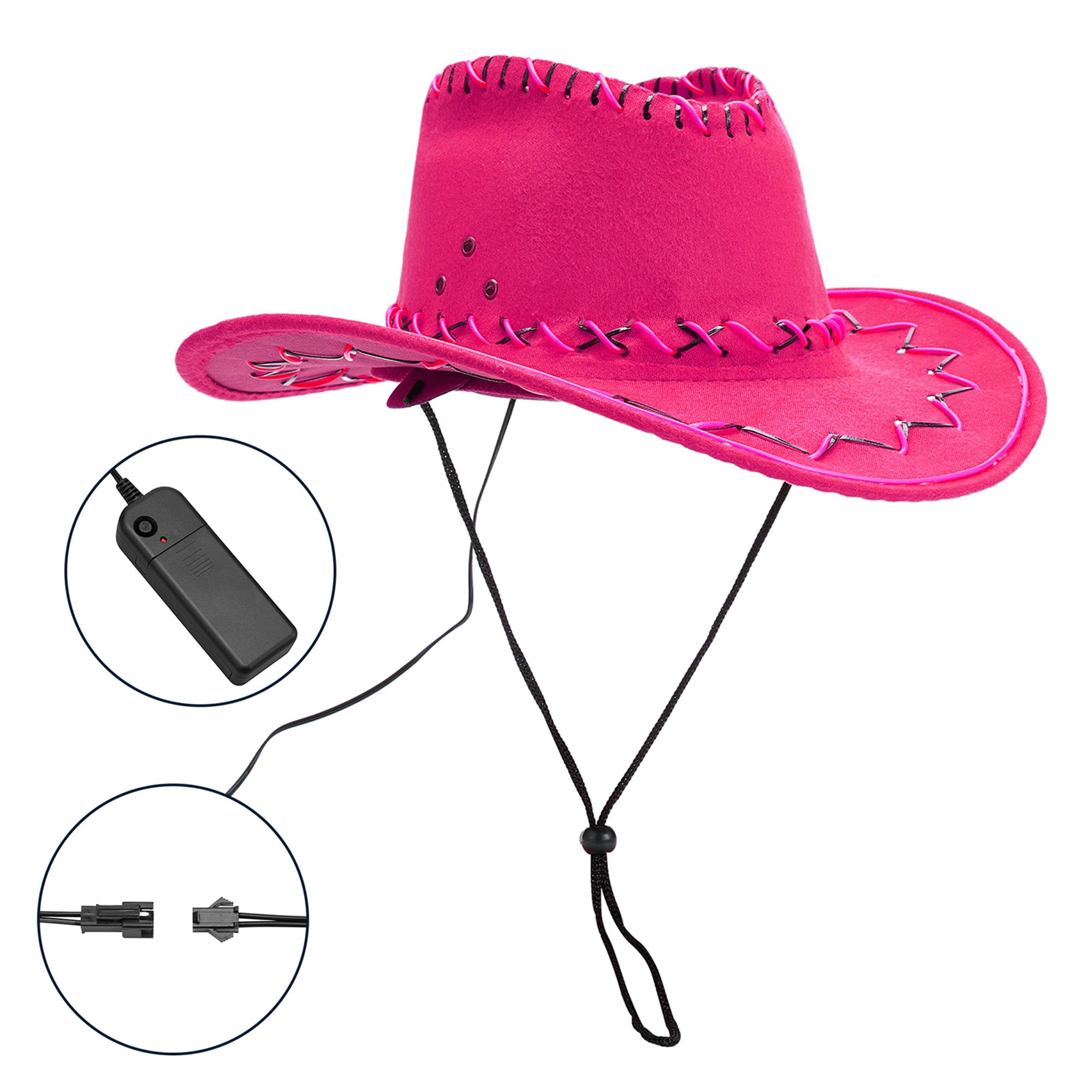 Jamlynbo Women Men Western Cowboy Hat Light up Cowgirl Hat for Wedding