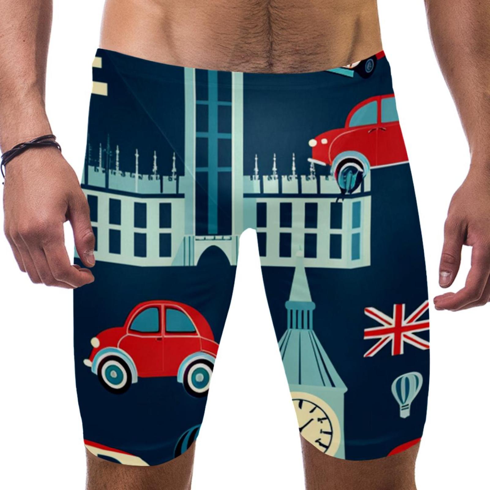 Jammers for Men, Men's Athletic Swimwear Briefs, London Uk Cartoon Bus