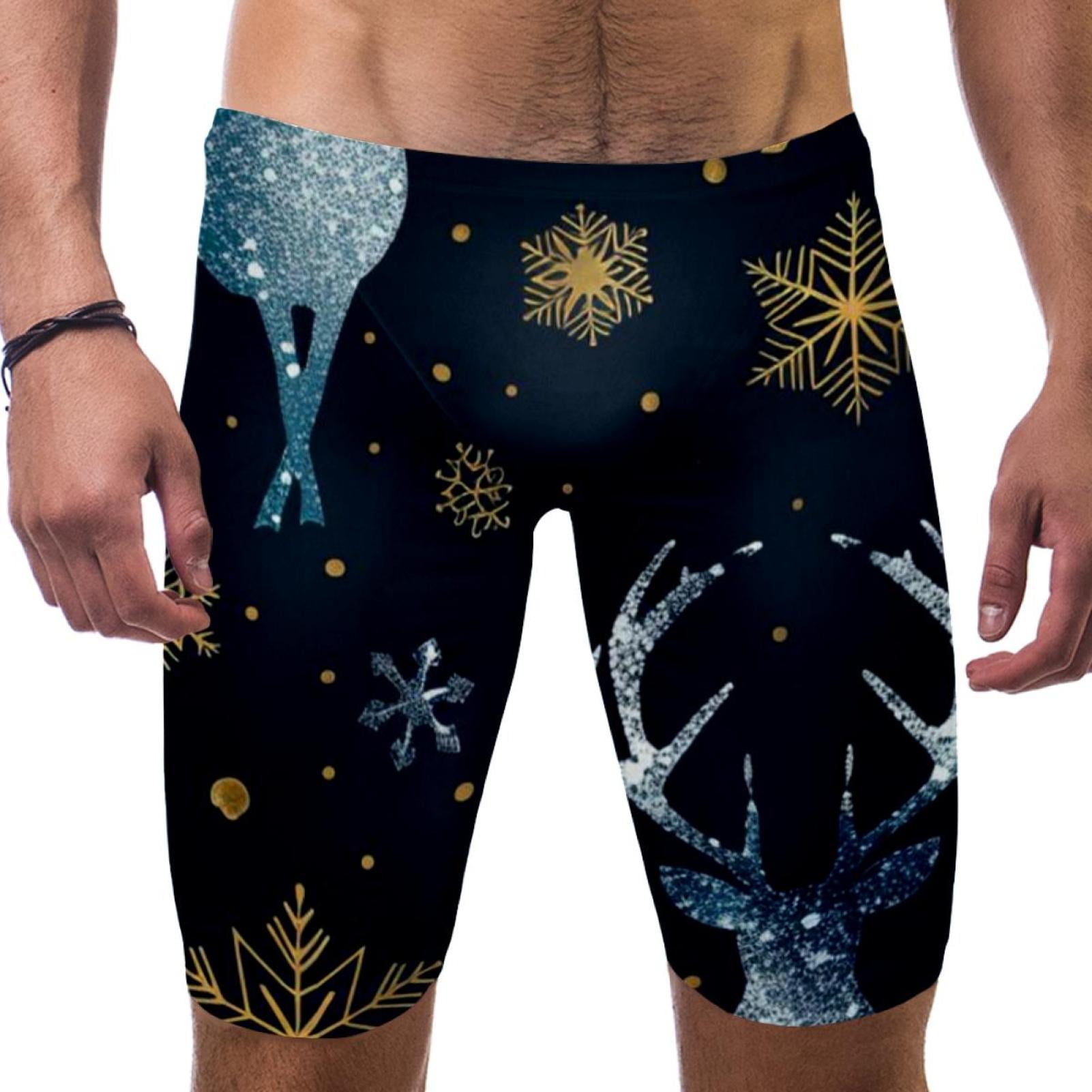 Jammers for Men, Men's Athletic Swimwear Jammers, Christmas Elk