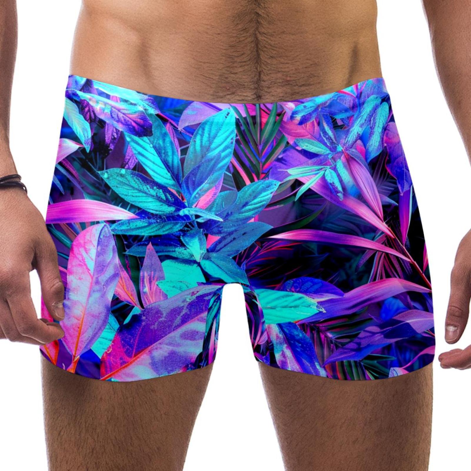 Jammers for Men, Mens Bikini Swimwear, Tropical Jungle Leaves