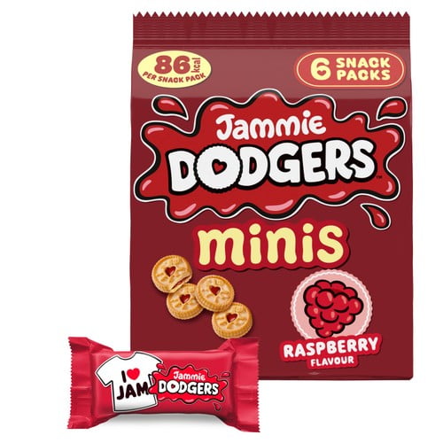 Jammie Dodgers Raspberry Biscuits Minis Multipack 6 x 20g, British Import (Pack of 2)