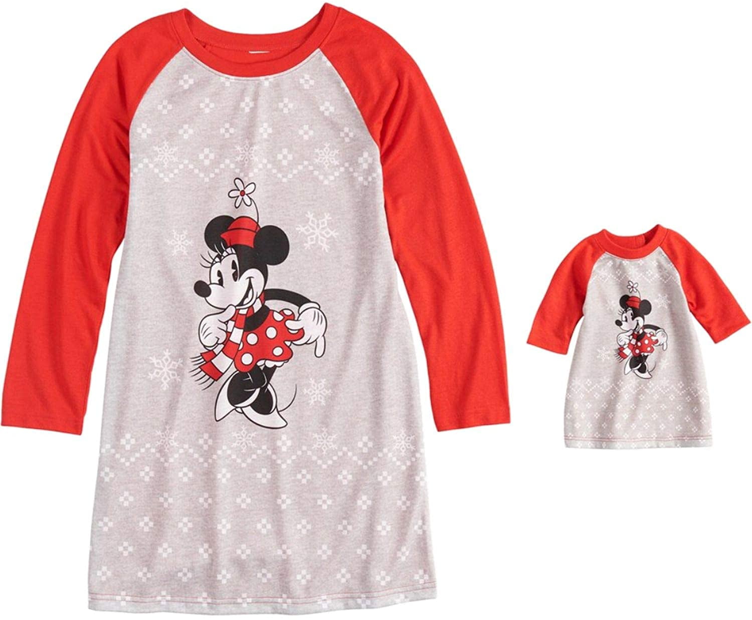 Jammies For Your Families Girls Minnie Mouse Nightgown and 18 Inch Matching Doll Nightgown 2T