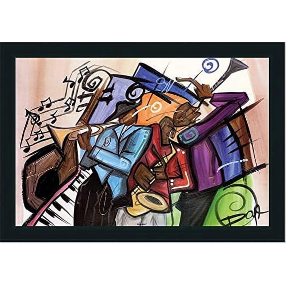 Jammin | Framed Abstract Musician Art | 29L X 41W" Inches