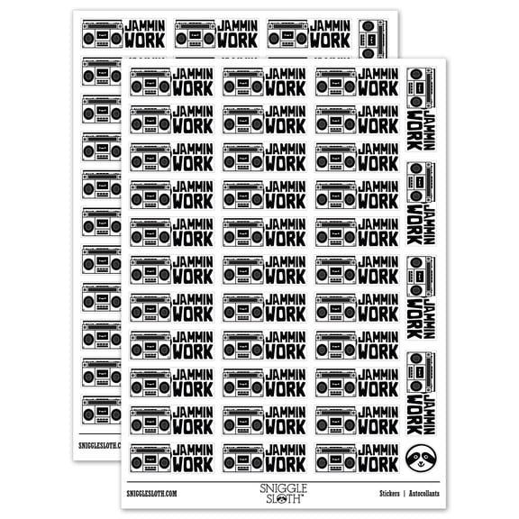 Jammin Work Stereo Teacher Student School Sticker Set - White - Matte Finish - 1.5" Small