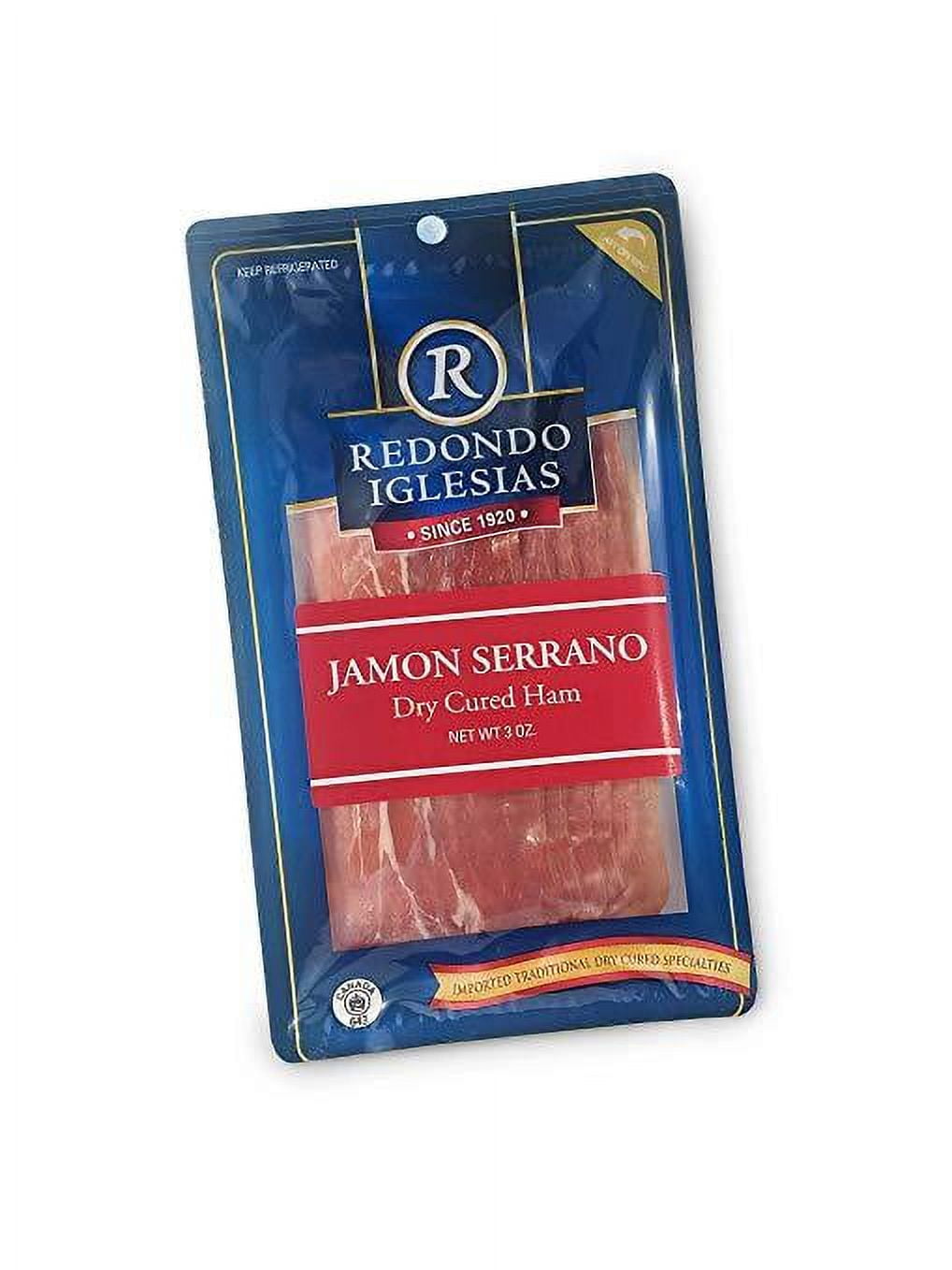 Jamon Serrano - Sliced 3 oz - 15 months aged dry cured ham - Case