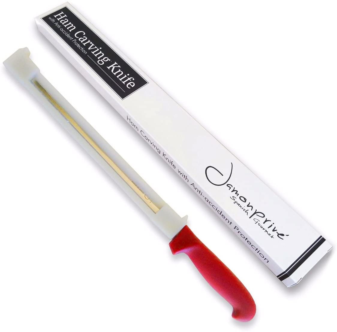 Jamonprive Ham Carving Knife Stainless Steel with Antiaccident Protection 12inch for Slicing Serrano