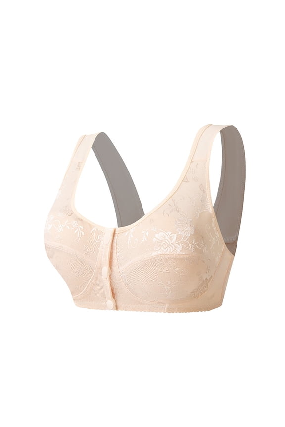 Daisy Bras For Older Women Front Closure Comfortable Non Underwire Bras Push Up Full Coverage Lace Bra Sleep Bralette