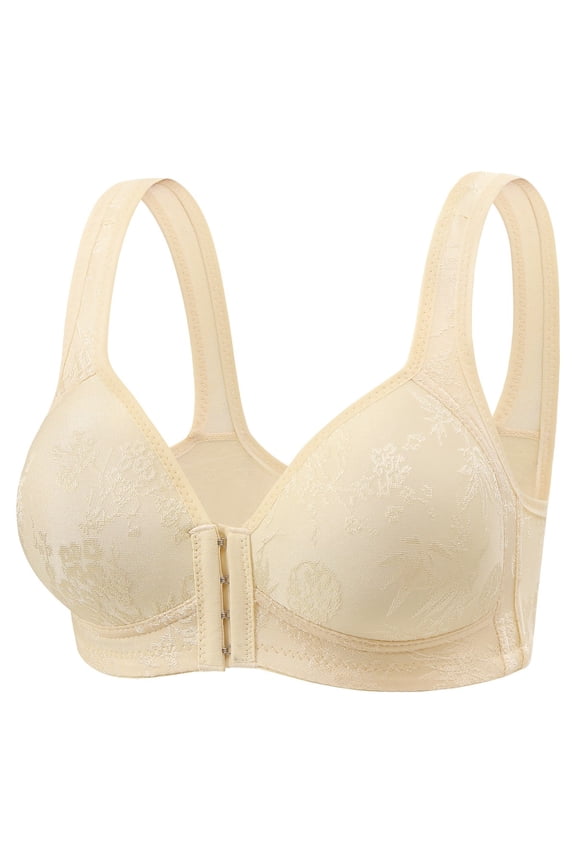 Daisy Bras For Older Women Front Closure Floral Lace Bra Comfortable Support Underwire Bras Wireless Everyday Bralette