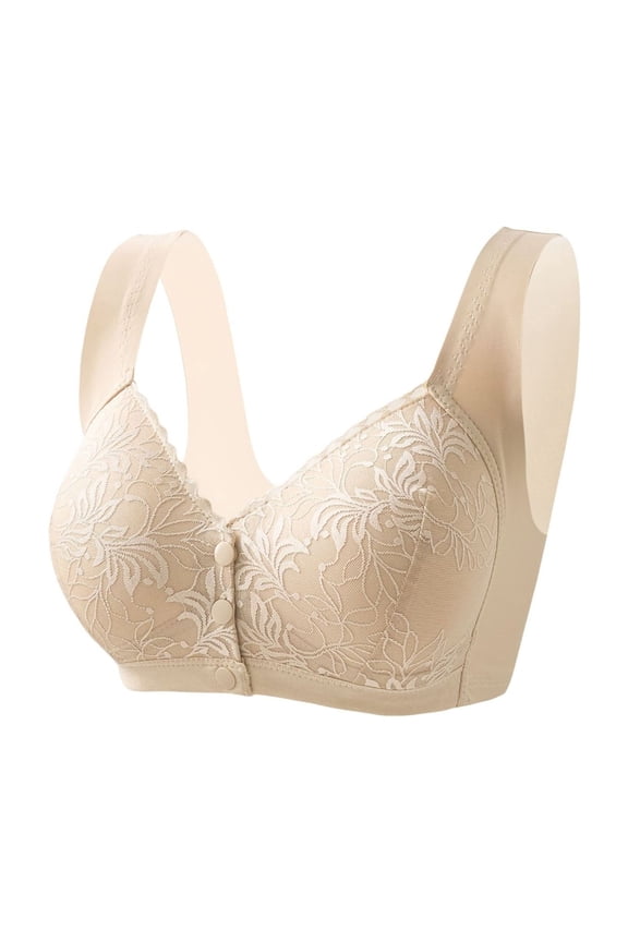 Daisy Bras For Older Women With Front Closure Wireless Lace Bra Supportive Full Coverage Comfort Support Cotton Bra