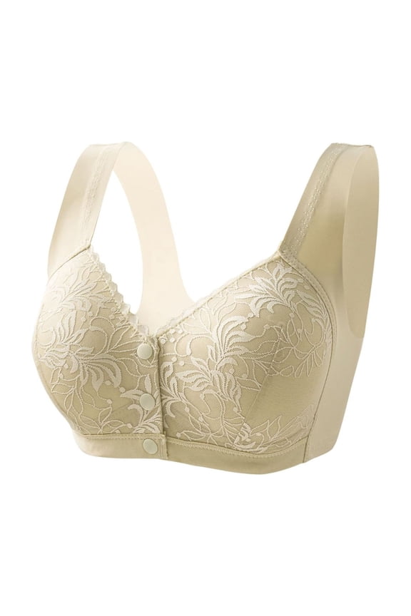 Daisy Bras For Older Women With Front Closure Wireless Lace Bra Supportive Full Coverage Comfort Support Cotton Bra