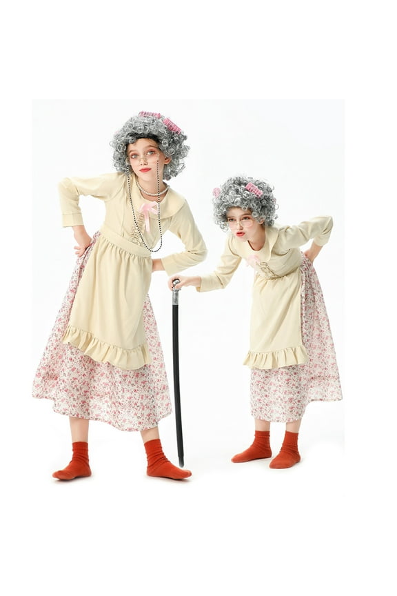 Girls Old Lady 100th Day Of School Kids Old Lady Girls Granny Dress 100 Year Grandma Accessories