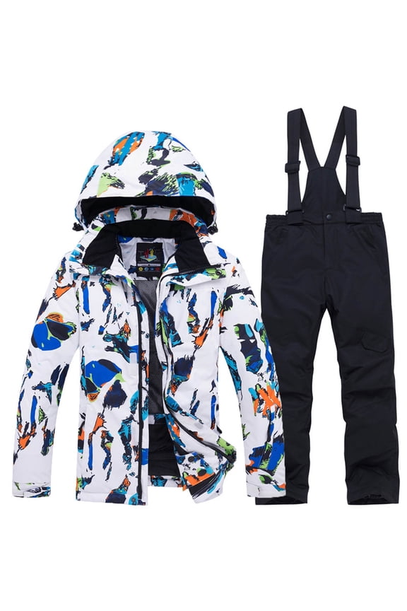 Kids Lined Ski Jacket Pants Sets Boys And Girls Outdoor Sports Thicken Warm Children Skiing Set