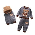 thumbnail image 1 of Jamsmile Kids Toddler Boys Outfit Sets Girls 3PCS Flannel Set Bear Print Pullover + Zipper Vest + Pants Winter 3pcs Outfits, 1 of 3