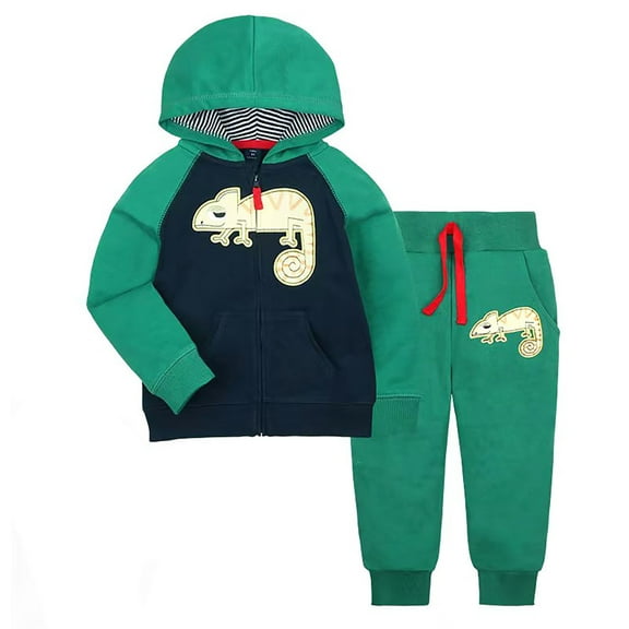 Jamsmile Toddler Boys Outfit Sets Autumn Winter Dinosaur Print Zipper Hoodies Tops + Jogger Pants Sets 2 Pieces Childrens Boys Sports Suits Tracksuits