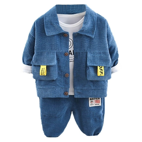 Jamsmile Toddler Boys Outfit Sets Child Long Sleeve Sweatshirts + Coats + Trousers Warm Suits Spring 3 Piece Outfits