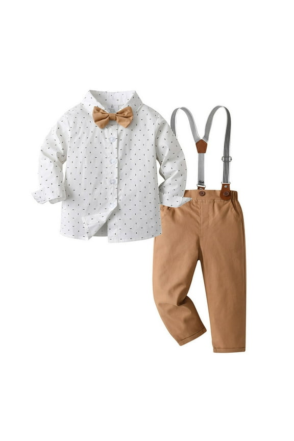 Toddler Boys Outfit Sets Formal Clothes Suits Casual Long Sleeve Shirts + Bow Tie 3 Piece Sets Casual Summer Boys Gentleman Wedding Outfits