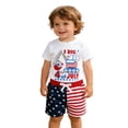 thumbnail image 1 of Jamsmile Toddler Boys Outfit Sets Independence Day Embroidery Print Tshirts + Shorts Summer Shorts 2pc Children Boys Outfits, 1 of 7