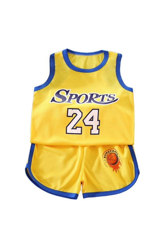 Toddler Boys Outfit Sets Kids Basketball Suits Summer Sports Mesh Vests And Shorts 2PC Boys Athletic Outfits Playwear , 5-6 Years
